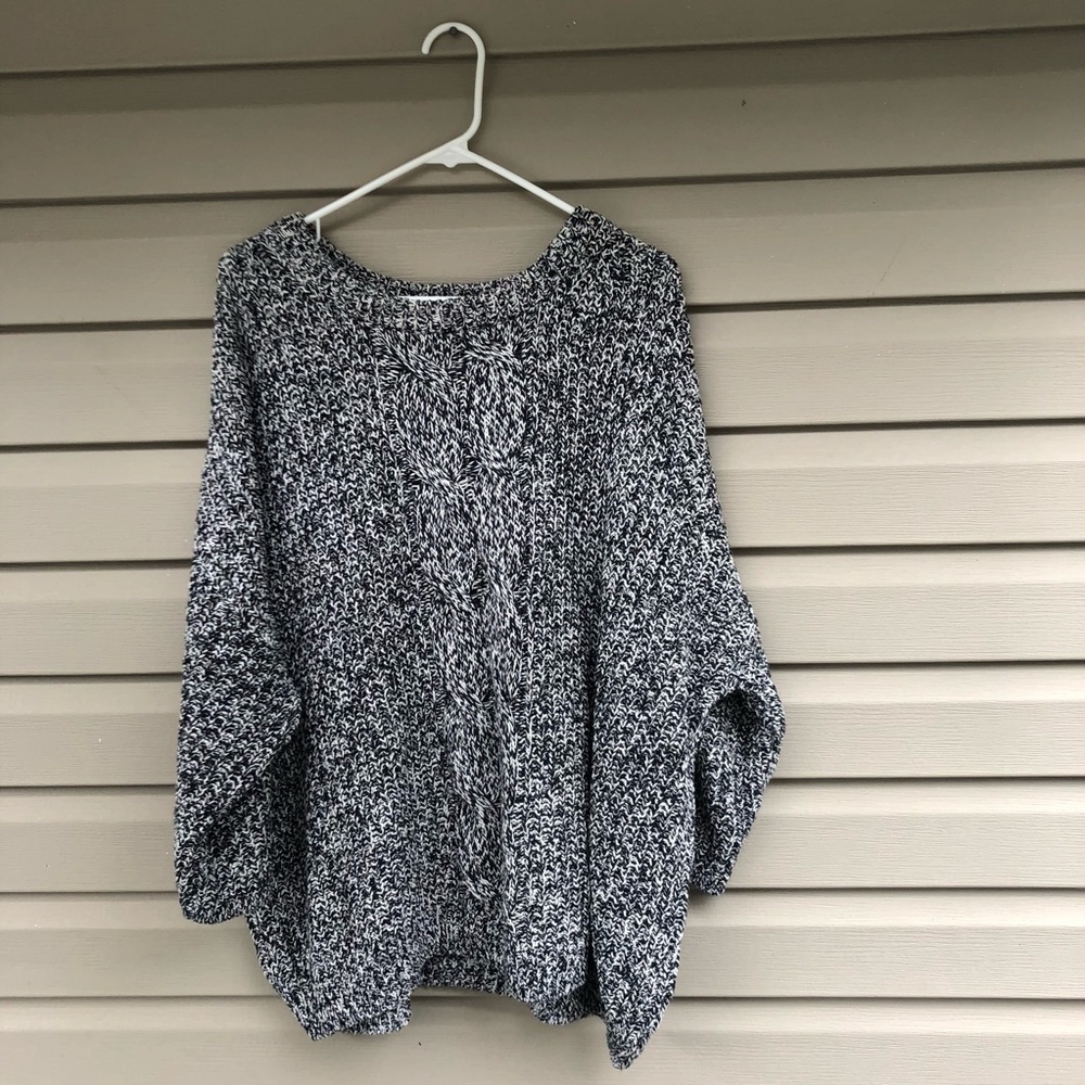 White & Blue Knit Sweater